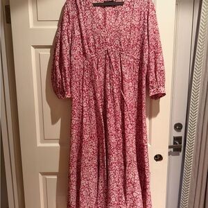 Hatch Pink Floral Empire Waist Maxi Dress